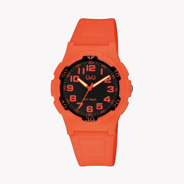 Q&Q Men's Orange Men's Watch, Black Dial | V31A-004VY