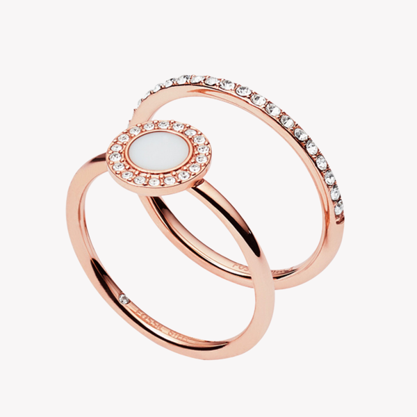 Fossil Women's Rose Gold Ring, Mother-of-Pearl & Crystals | JF02666791504