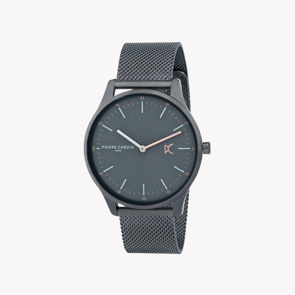 Pierre Cardin Men's Gray Stainless Steel Watch, Black Case | Cba.4014