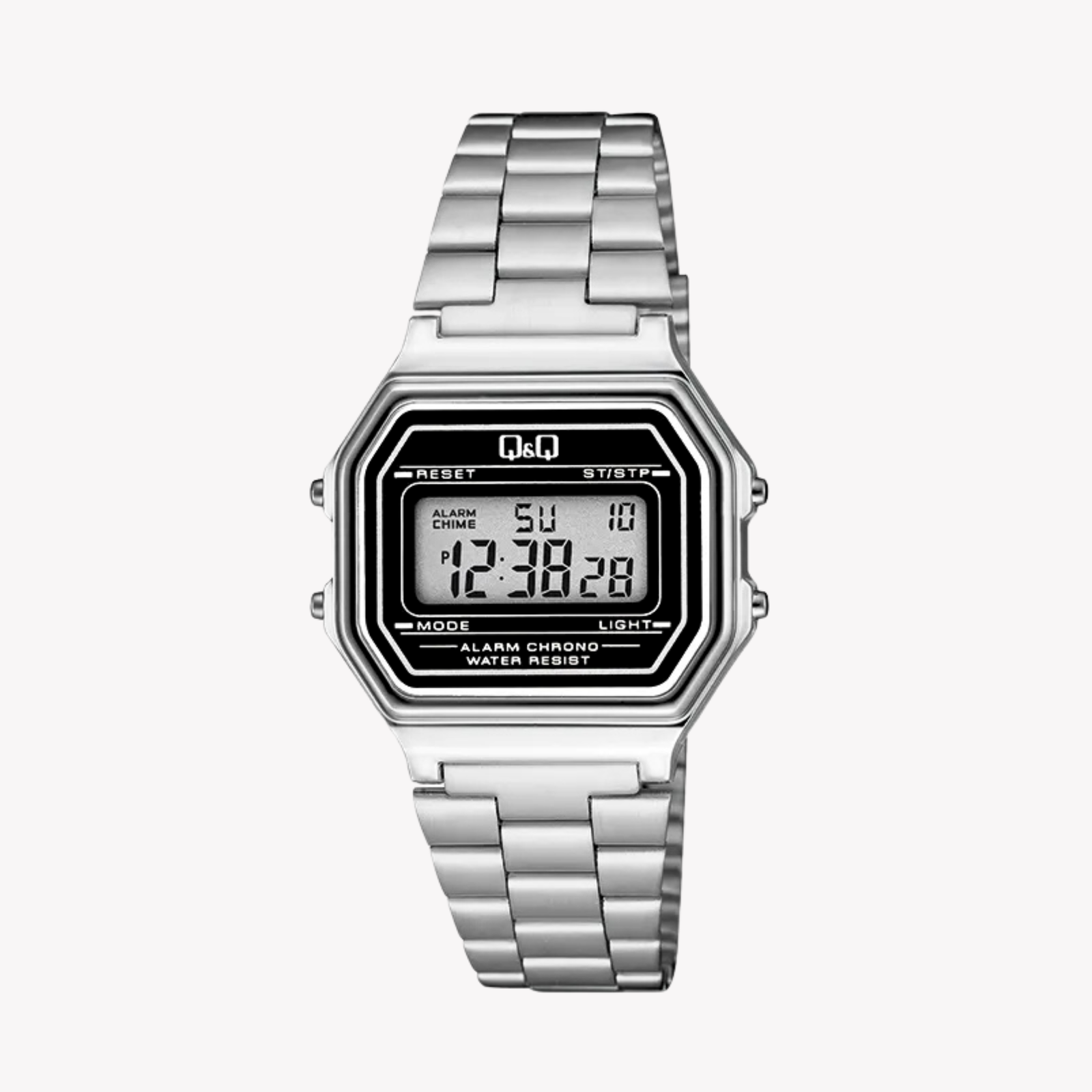 Q&Q Men's Silver Watch, Digital Display | G17A-001JY