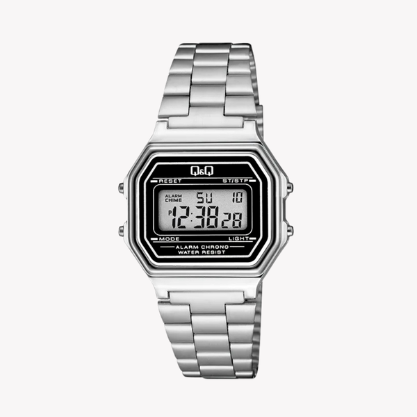 Q&Q Men's Silver Watch, Digital Display | G17A-001JY