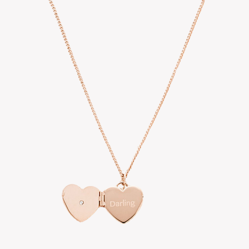 Fossil Women's Rose Gold-Tone Necklace, Heart Locket Pendant | JF03155791