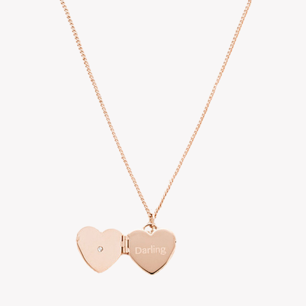 Fossil Women's Rose Gold-Tone Necklace, Heart Locket Pendant | JF03155791