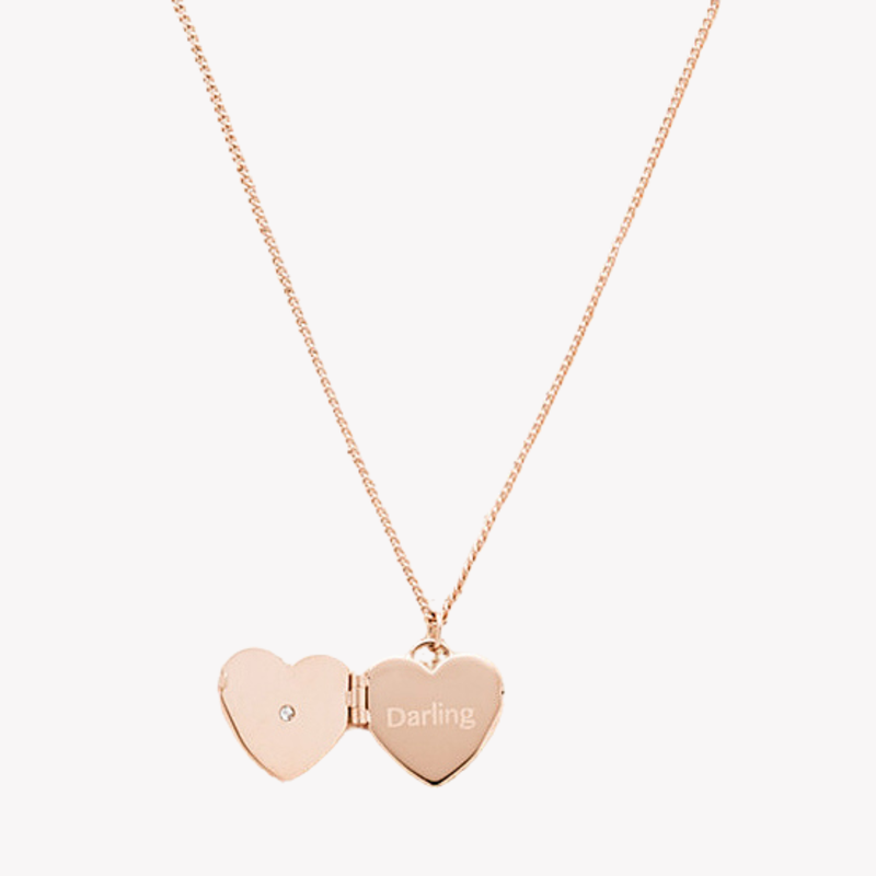 Fossil Women's Rose Gold-Tone Necklace, Heart Locket Pendant | JF03155791