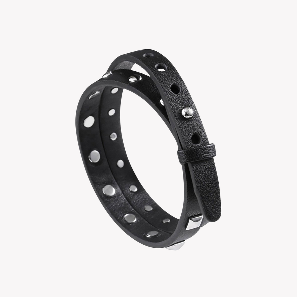 Zink Men's Black & Silver Stainless Steel & Leather Bracelet | Zjbc032lbp-A