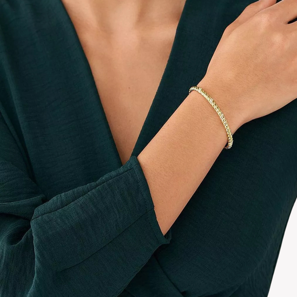 Fossil Women's Gold-Tone Bracelet, Twist Design with Crystal Accents | JF04169710