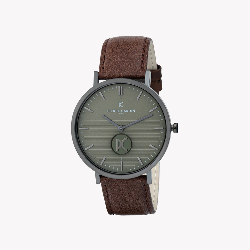 Pierre Cardin Men's Brown Leather Watch, Black Dial | Cbv.1047 by i-watch