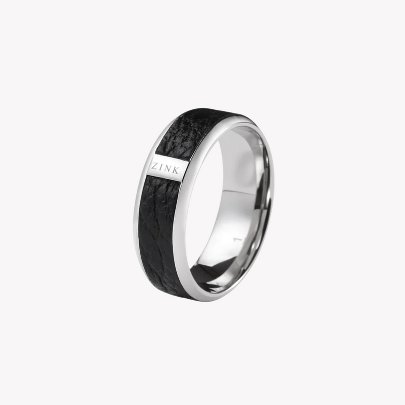 Zink Men's Silver & Black Stainless Steel Ring | Zjrg015sps