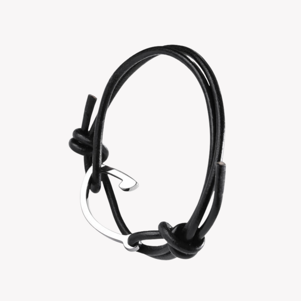 Zink Men's Black & Silver Stainless Steel & Leather Bracelet | Zjbc024lpb