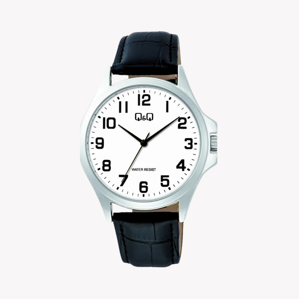 Q&Q Men's Silver Watch, White Dial | C36A-013PY