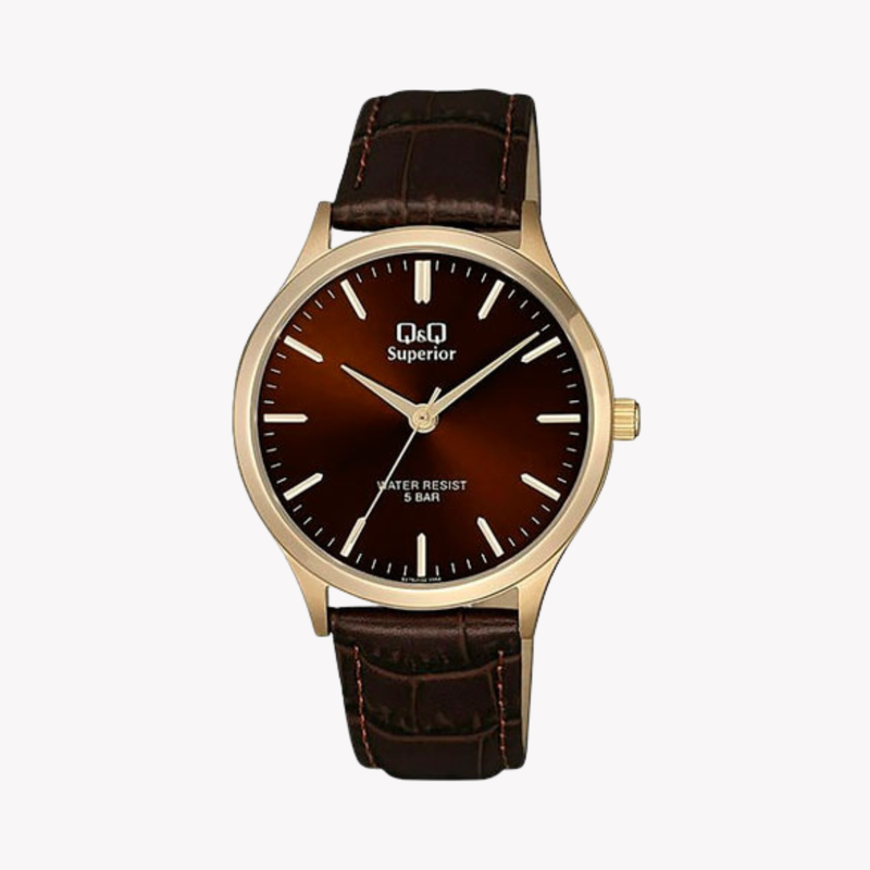 Q&Q Men's Gold Men's Watch, Brown Dial | S278J102Y