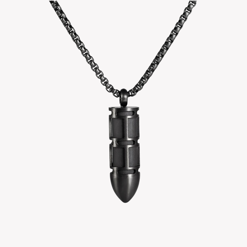 Zink Men's Black Stainless Steel & Carbon Fiber Necklace | Zjpd021gn