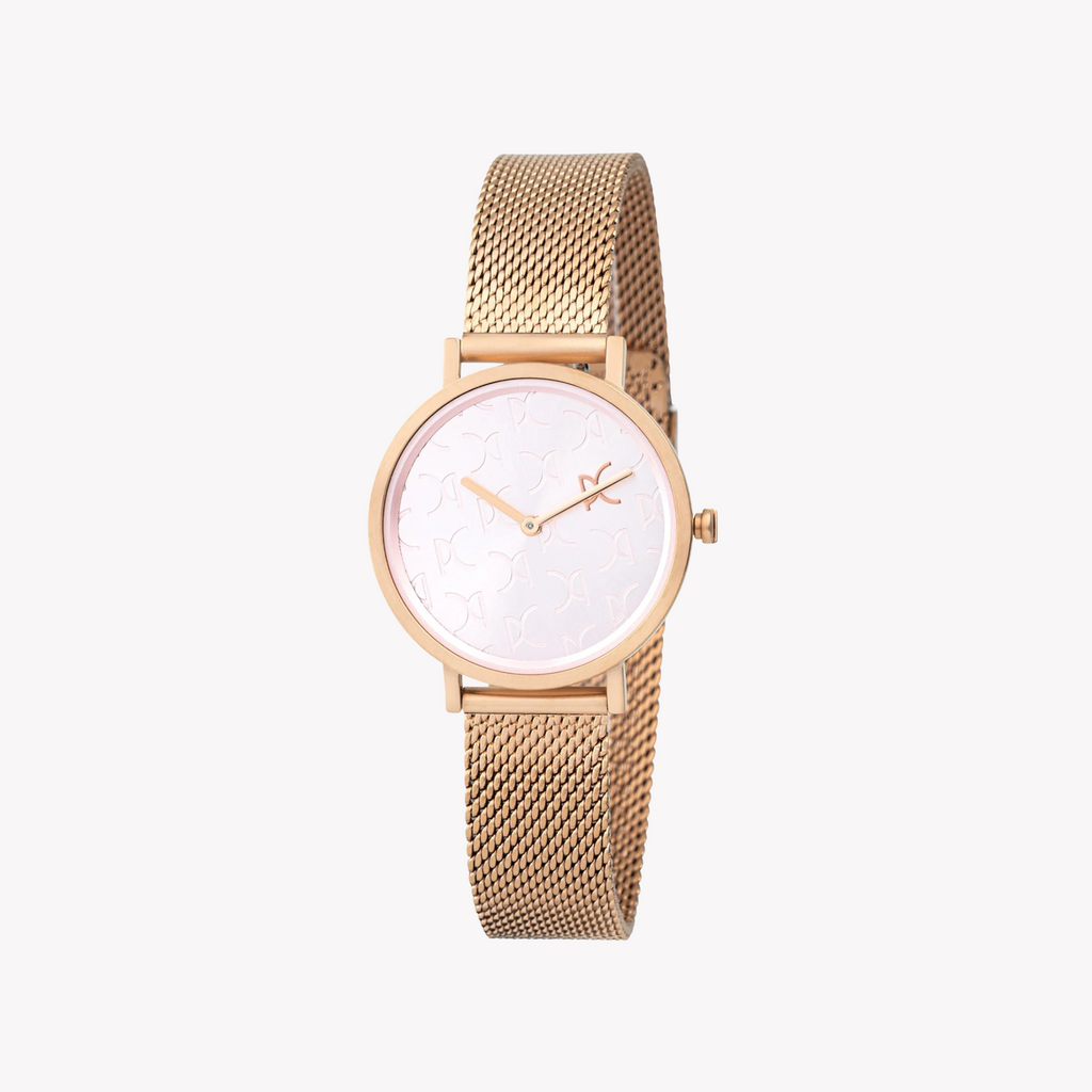 Montre pour femme PIERRE CARDIN avec boîtier en acier inoxydable or rose et bracelet en acier inoxydable or rose