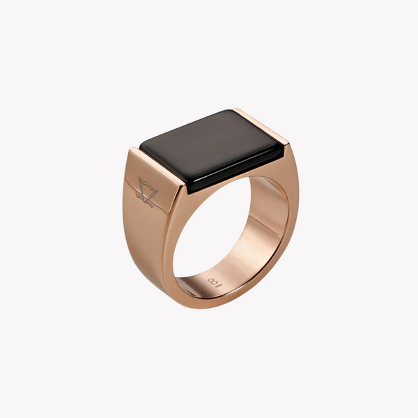 Zink Men's Rose Gold & Black Stainless Steel Ring | Zjrg039rg
