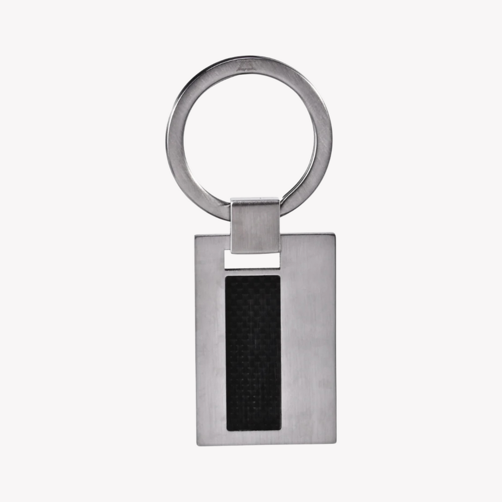 Zink Keychain - Silver & Black Stainless Steel | Zjkc001scf-M