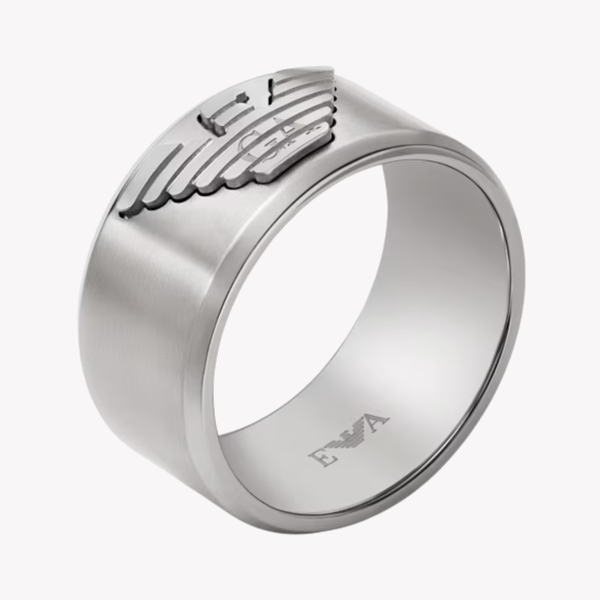 Emporio Armani Men's Silver Ring, Eagle Logo | EGS3166040510