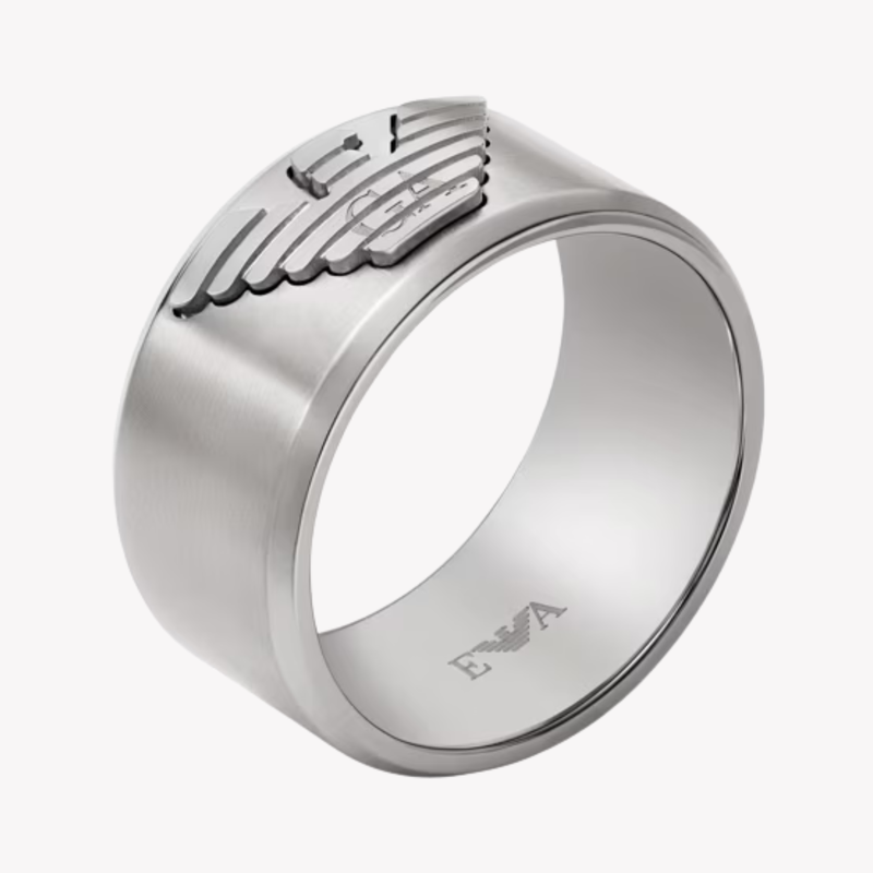 Emporio Armani Men's Silver Ring, Eagle Logo | EGS3166040510
