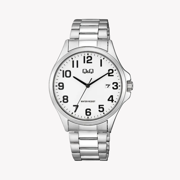Q&Q Men's Silver Watch, White Dial | A480J204Y