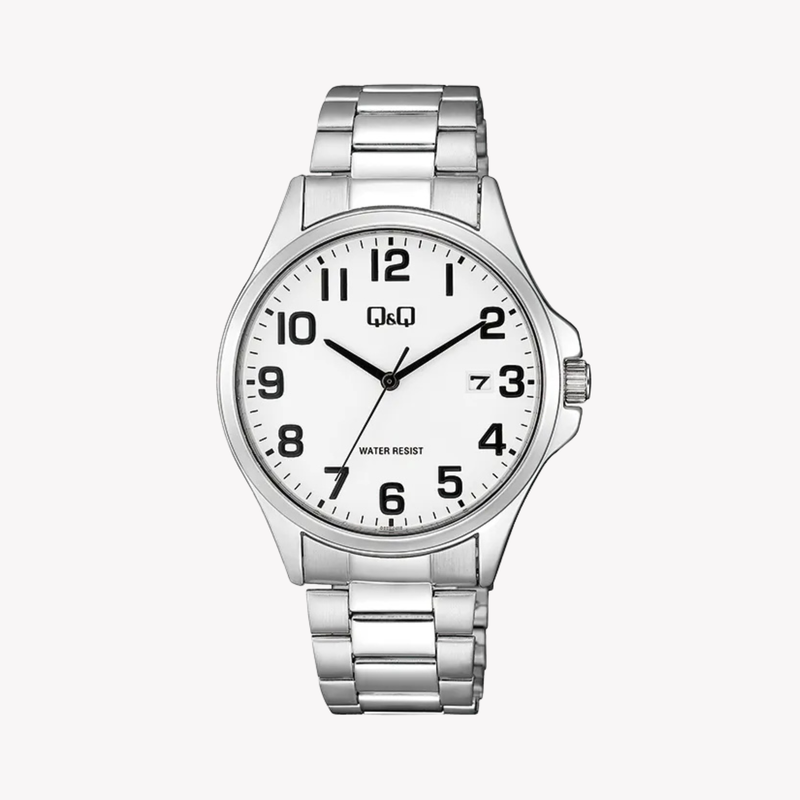 Q&Q Men's Silver Watch, White Dial | A480J204Y
