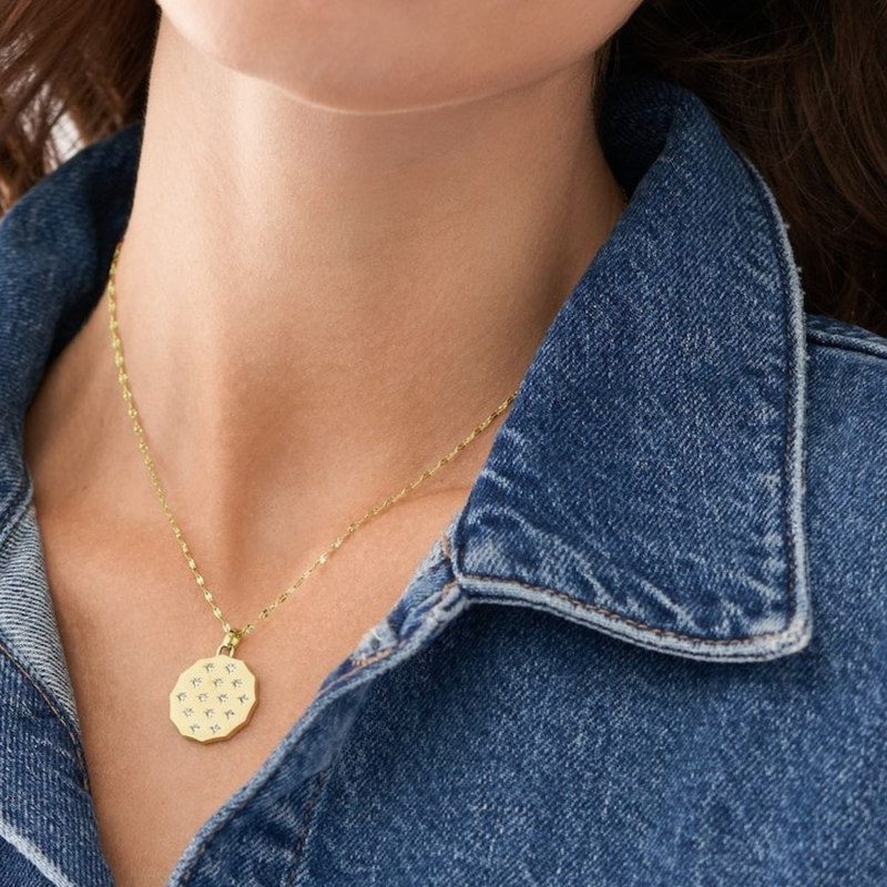Fossil Women's Gold-Tone Necklace, Scalloped Edge Pendant | JF04382710