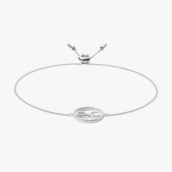 Fossil Women's Silver Bracelet, Cubic Zirconia Infinity Pendant | JFS00522040