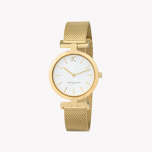 Pierre Cardin Women's Gold Stainless Steel Watch, Silver Dial | Cmd.3507