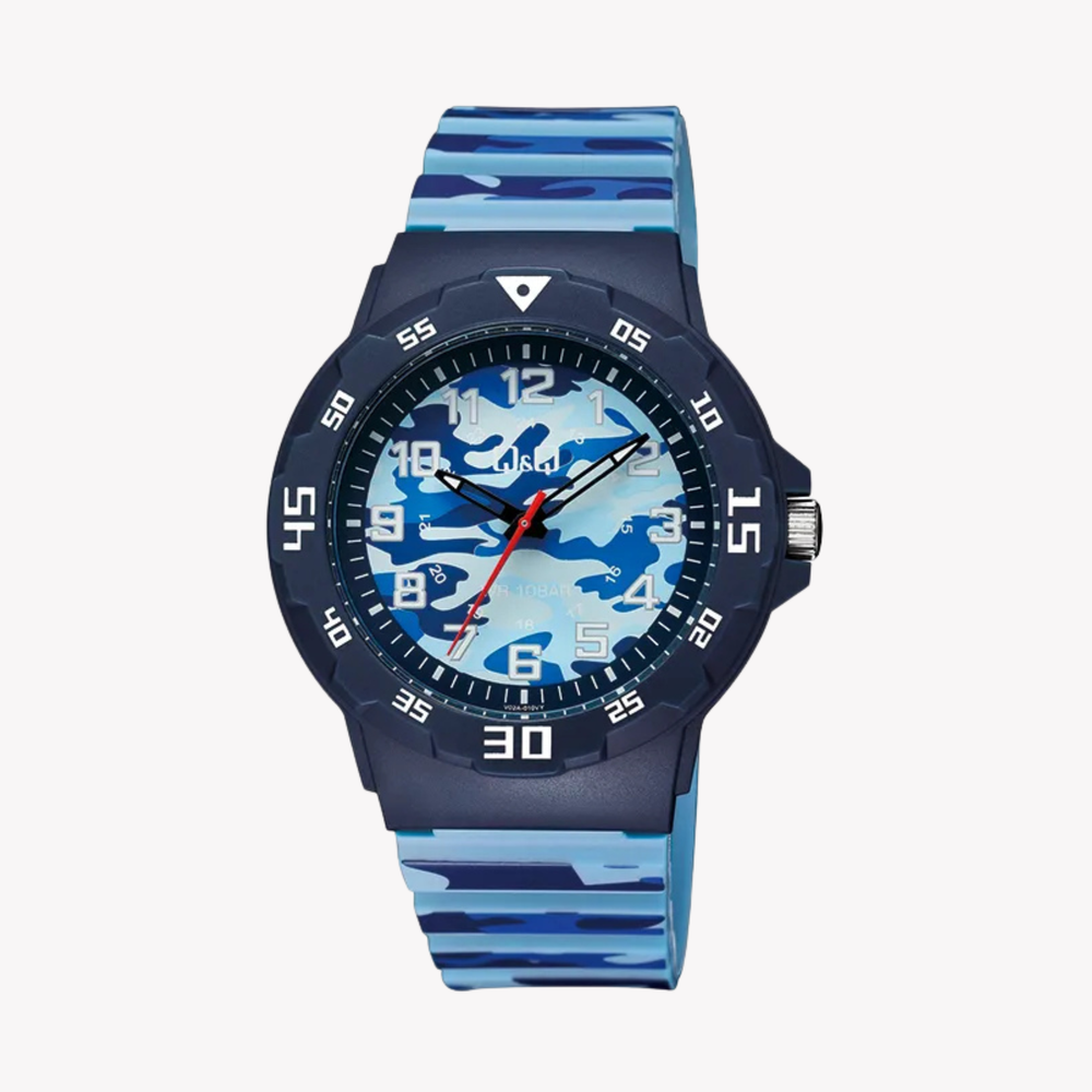 Q&Q Men's Blue Men's Watch, multicolor camouflage Dial | V02A-010VY