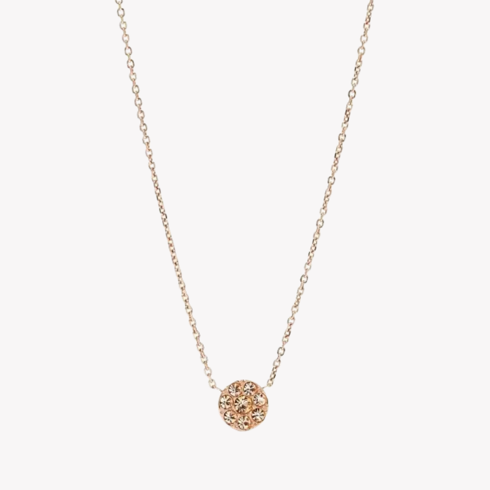 Fossil Women's Rose Gold Necklace, Peach Crystals | JF00846791