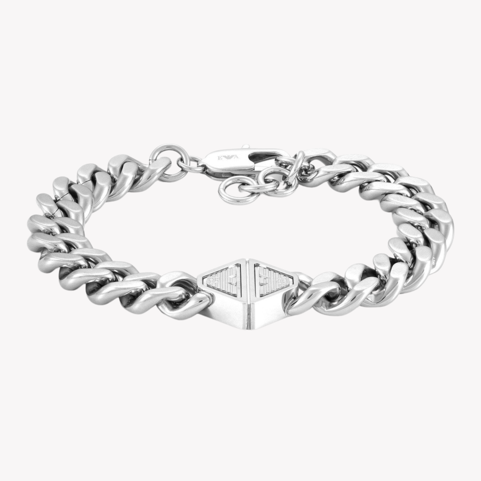 Emporio Armani Men's Silver Bracelet, Eagle Logo Plate | EGS3132040
