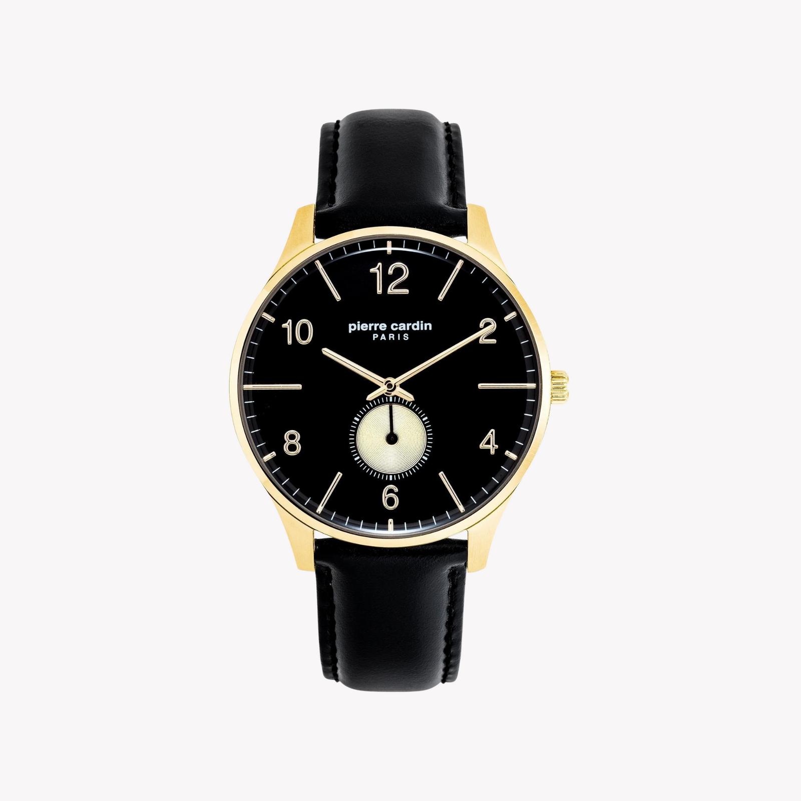 Pierre Cardin Men's Black Leather Watch, Gold Case | Pc902671f113 by i-watch