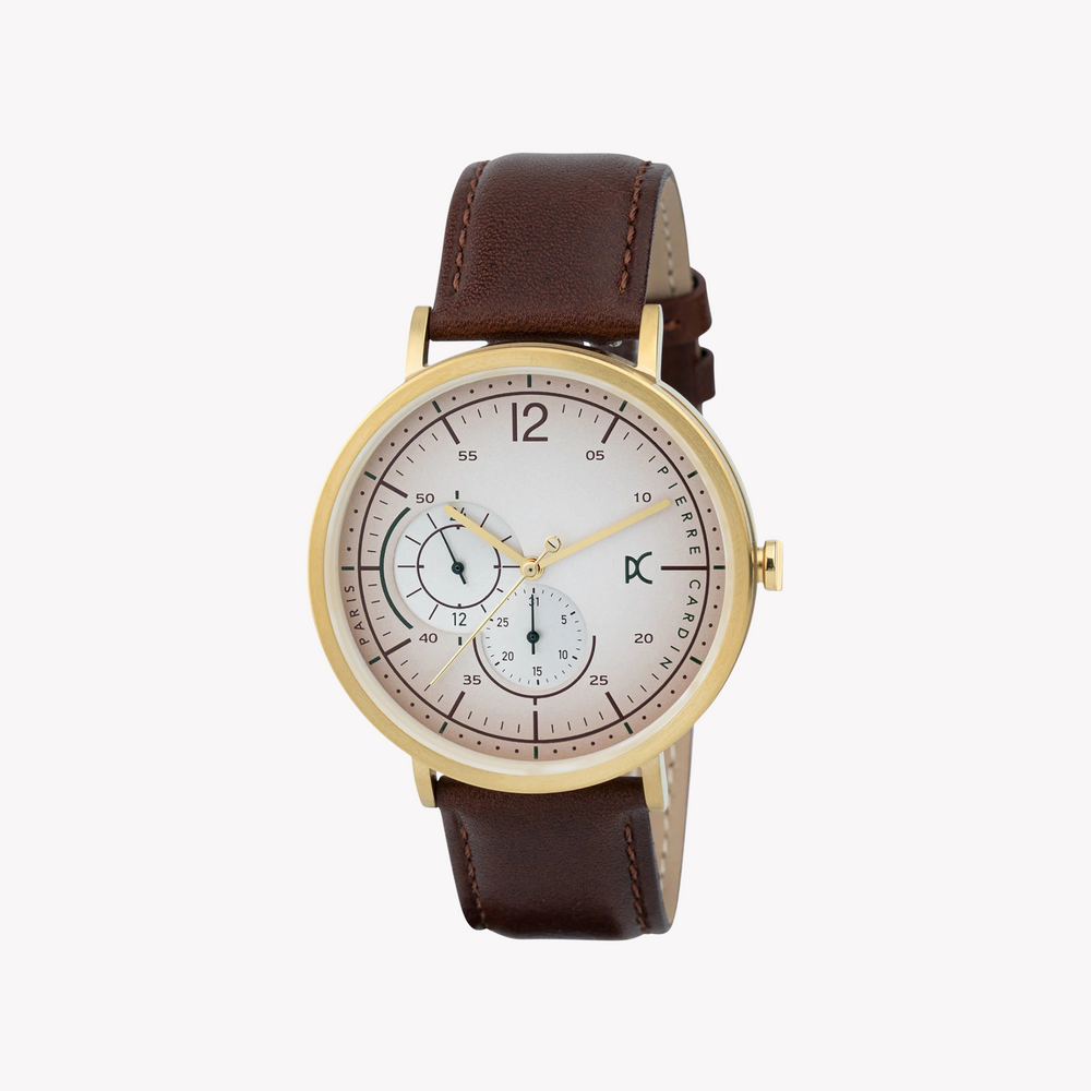 Pierre Cardin Men's Brown Leather Watch, Beige Dial | Cbn.3022 by i-watch