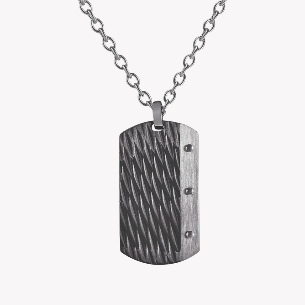 Zink Men's Stainless Steel Necklace - Silver & Black | Zjpd0182