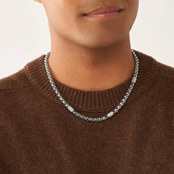 Fossil Men's Silver & Gold Necklace, Two-Tone Chain | JF04145998