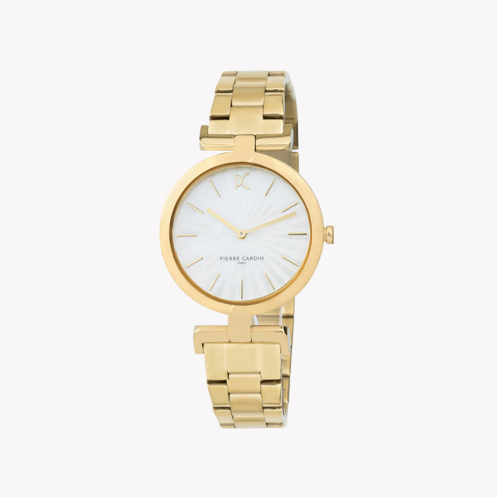 Pierre Cardin Women’S Gold Stainless Steel Watch, White Dial | Cmd.3513