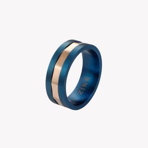 Zink Men's Blue & Rose Gold Stainless Steel Ring | Zjrg037bl by i-watch