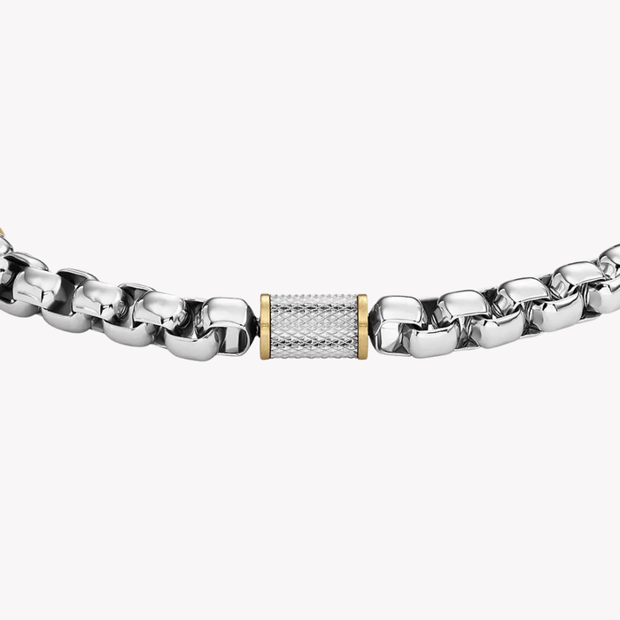 Fossil Men's Silver & Gold Bracelet, Machine Knurled Texture | JF04138998