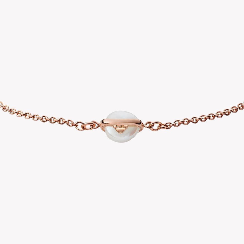 Emporio Armani Women's Rose Gold Bracelet, Pearl & Eagle Logo | EG3533221