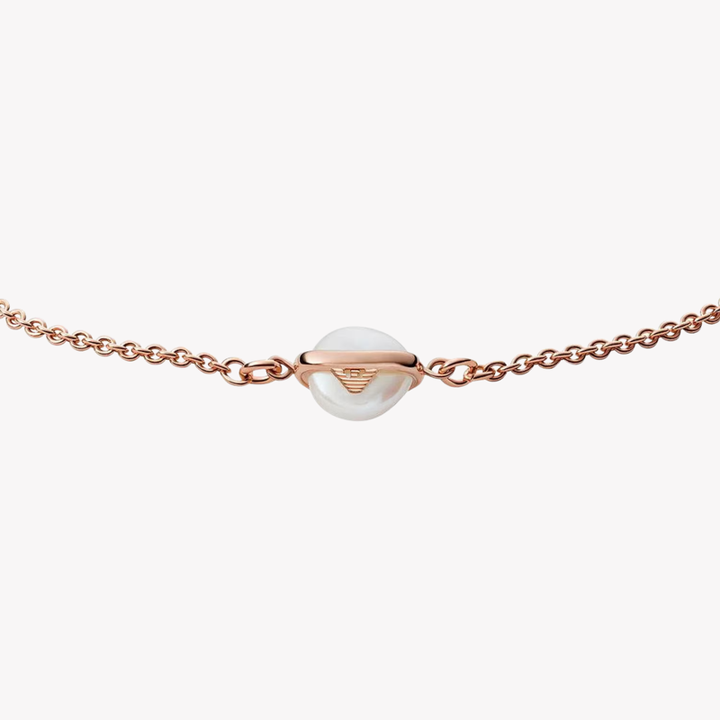 Emporio Armani Women's Rose Gold Bracelet, Pearl & Eagle Logo | EG3533221