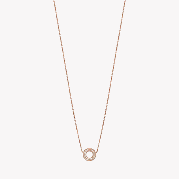 Emporio Armani Women's Rose Gold-Tone Necklace, Crystal-Set Sterling Silver Pendant | EG3588221