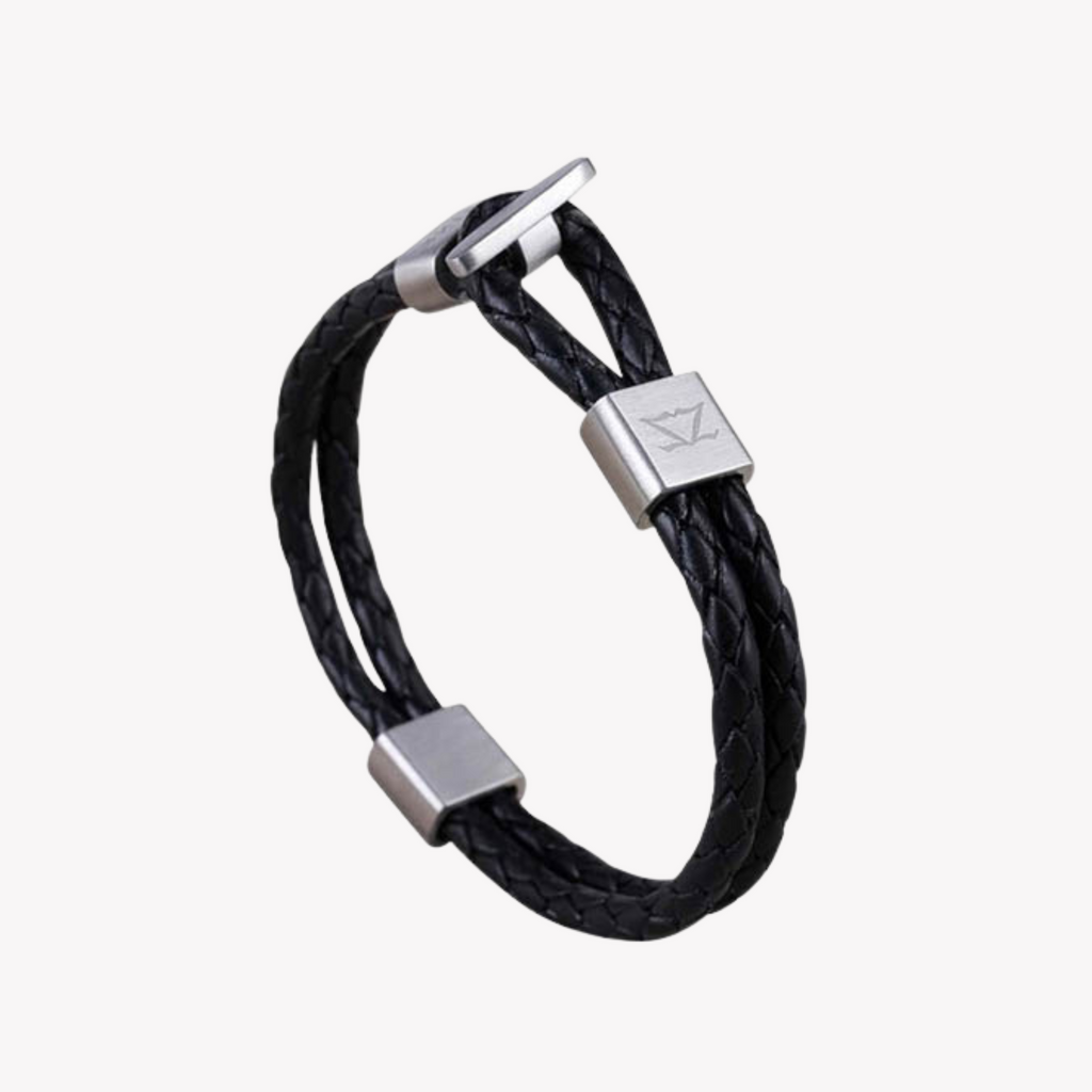 Zink Men's Black Stainless Steel & Leather Bracelet | Zjbc004slb