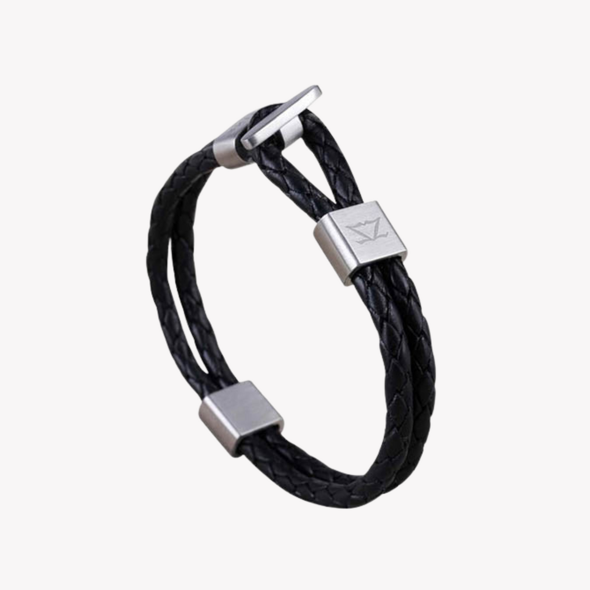 Zink Men's Black Stainless Steel & Leather Bracelet | Zjbc004slb