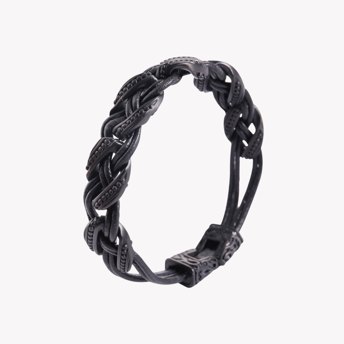 Zink Men's Black Stainless Steel & Leather Bracelet | Zjbc0388