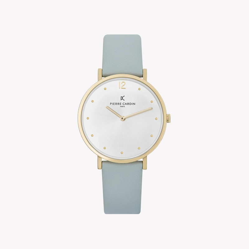 Pierre Cardin Women's Green Leather Watch, Silver Dial | Cbv.1008