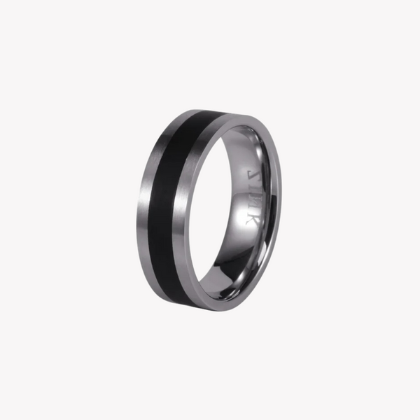 Zink Men's Silver & Black Stainless Steel Ring | Zjrg002smb