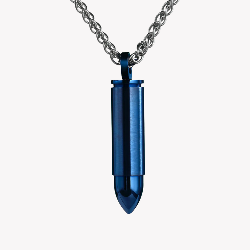 Zink Men's Stainless Steel Necklace - Silver & Blue | Zjpd015bl