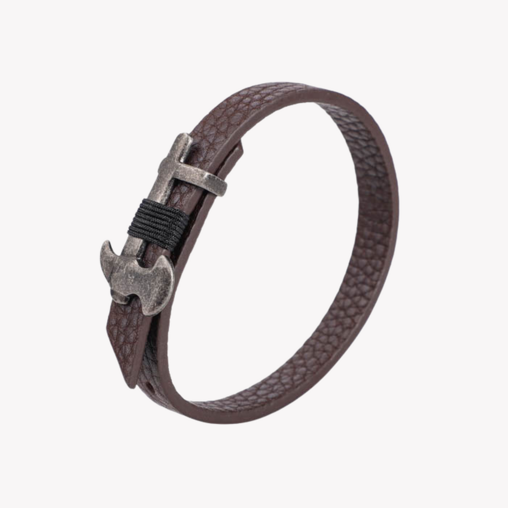 Zink Men's Brown Stainless Steel & Leather Bracelet | Zjbc045br by i-watch