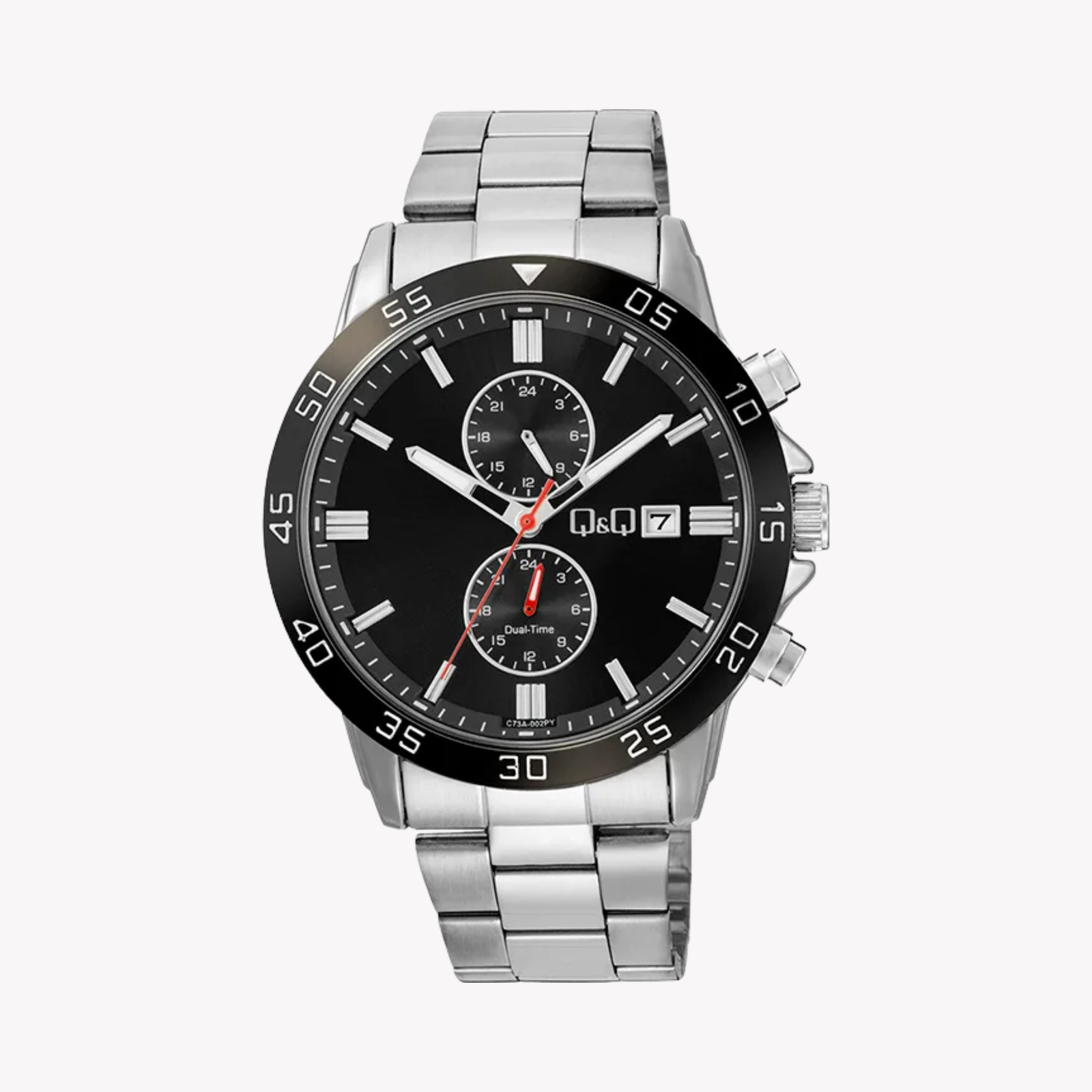 Q&Q Men's Silver Men's Watch, Black Dial | C73A-002PY