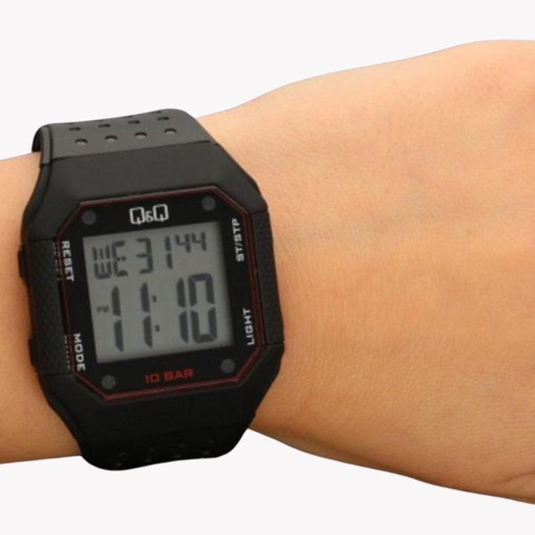 Q&Q Men's Black Men's Watch, Grey Digital Dial | M158J002Y
