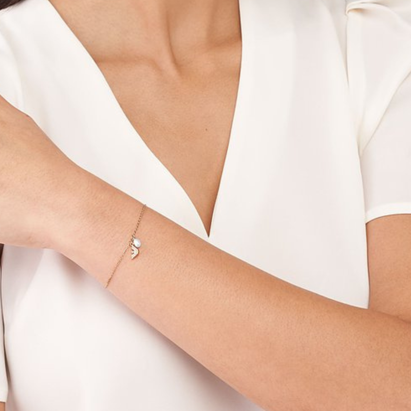 Emporio Armani Women's Rose Gold Bracelet, Mother of Pearl Logo | EG3575221