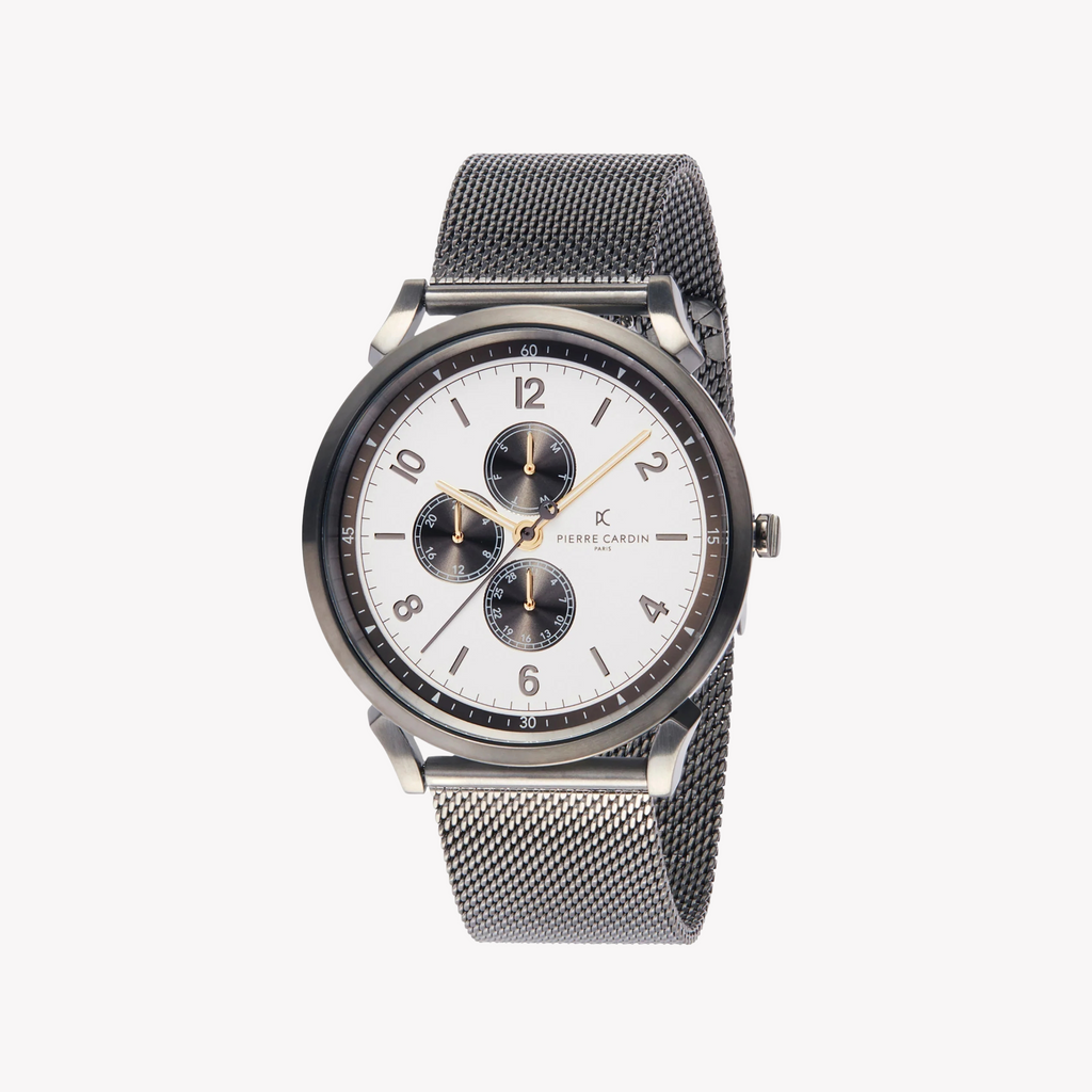 Pierre Cardin Men's Stainless Steel Gray Watch, White Dial | Cpi.2033